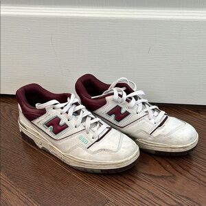 New Balance 550 White and Burgundy Sneakers